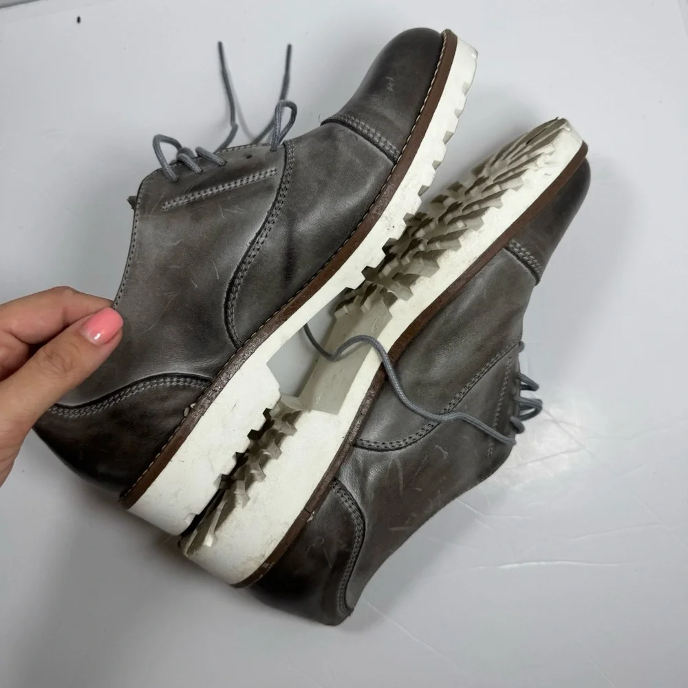 Romano Sicari Gray Leather Oxford Shoes Size 38 7.5 Women Made in Italy Academia